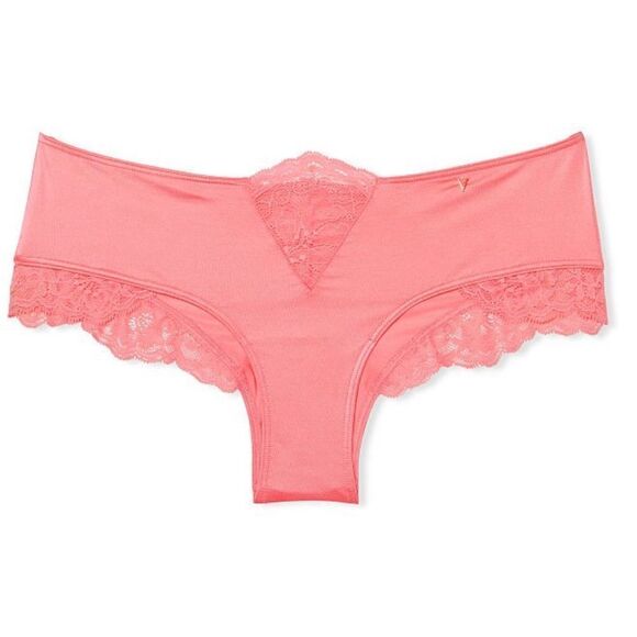 Victorias Secret Very Sexy Smooth Satin Micro Lace Insert cheeky panty pink - Picture 2 of 10